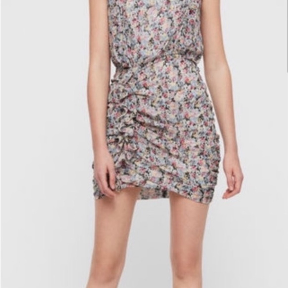 All Saints Hali Sketch Floral  Cinched Dress
